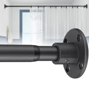 matte black shower curtain rod - 28 to 48" adjustable non slip shower rod wall mounted for bathroom,closet,kitchen - rustic industrial curtain rod