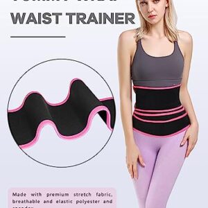 Shineqin Waist Trainer for Women Waist Trimmer Lower Belly Fat Tummy Wrap Belt Plus Size Waist Wraps for Stomach Black