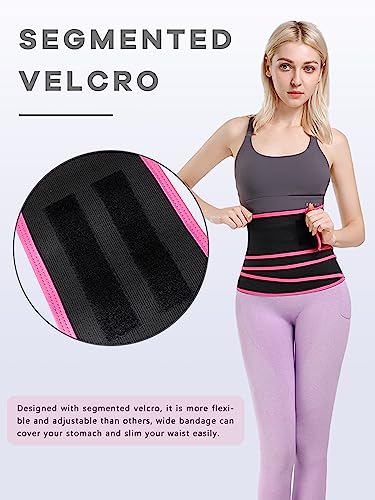 Shineqin Waist Trainer for Women Waist Trimmer Lower Belly Fat Tummy Wrap Belt Plus Size Waist Wraps for Stomach Black