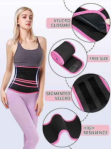 Shineqin Waist Trainer for Women Waist Trimmer Lower Belly Fat Tummy Wrap Belt Plus Size Waist Wraps for Stomach Black