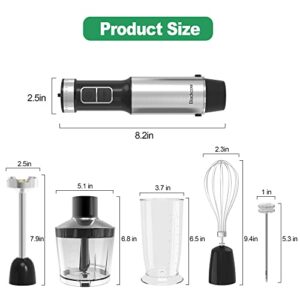 Blackcow Immersion Hand Blender,800W 5-in-1 Hand Blender Electric 12-Speed with Turbo Mode,Handheld Blender Stick with Titanium Stainless Steel Blades for Soup, Smoothie, Puree, Baby Food