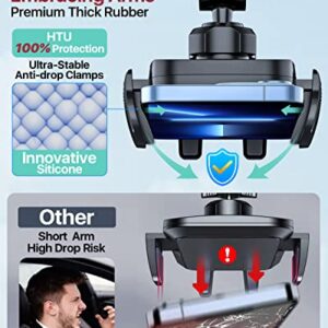HTU Car Phone Holder Mount [Patent & Safety Certs] [Military Steel Clip & Super Suction Cup] Universal 3 in 1 Cell Phone Holder for Car Dashboard Windshield Vent Car Mount for iPhone Samsung Google