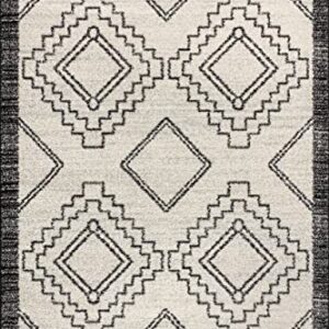 JONATHAN Y MOH208B-8 Aksil Moroccan Beni Souk Indoor Farmhouse Area, 8 ftx10 ft & MOH200A-8 Amir Moroccan Beni Souk Indoor Area-Rug Bohemian Farmhouse Rustic Geometric Easy, 8x10, Cream, Black