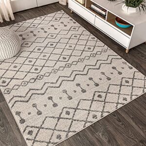 JONATHAN Y MOH208B-8 Aksil Moroccan Beni Souk Indoor Farmhouse Area, 8 ftx10 ft & MOH200A-8 Amir Moroccan Beni Souk Indoor Area-Rug Bohemian Farmhouse Rustic Geometric Easy, 8x10, Cream, Black