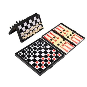 Magnetic Chess Set Backgammon Board Game Set 3 in 1 with Checkers Inside for Home Outdoor Travel Chess Set