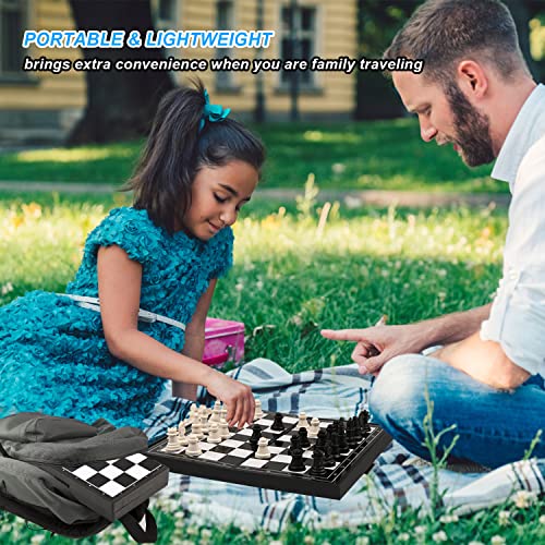 Magnetic Chess Set Backgammon Board Game Set 3 in 1 with Checkers Inside for Home Outdoor Travel Chess Set