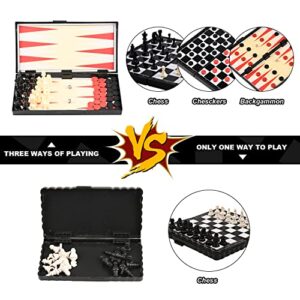 Magnetic Chess Set Backgammon Board Game Set 3 in 1 with Checkers Inside for Home Outdoor Travel Chess Set