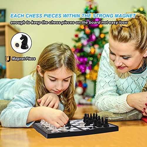 Magnetic Chess Set Backgammon Board Game Set 3 in 1 with Checkers Inside for Home Outdoor Travel Chess Set