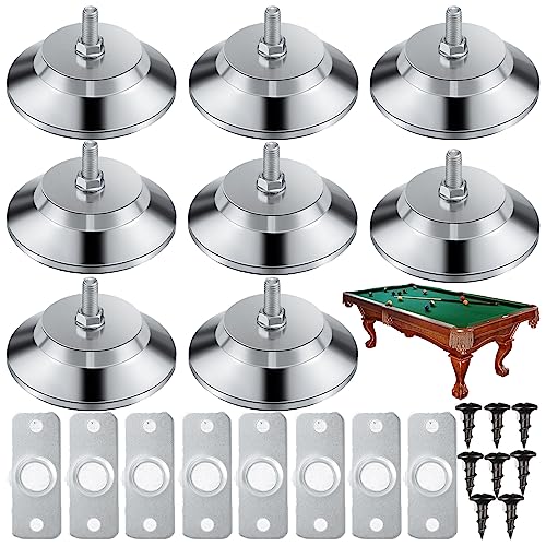 Hicarer 8 Pieces Billiard Pool Table Leg Levelers Adjustable Leveling Feet Leveling Risers Furniture for Football Soccer Game Table 5 Inch Cabinets Metal Heavy Duty Cabinets Legs