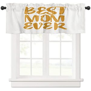 funnywall88 curtain valance for kitchen,gold best mom ever white background window treatment valance curtains rod pocket valances for living room,dining room,bedroom,kitchen valance 42"x18"