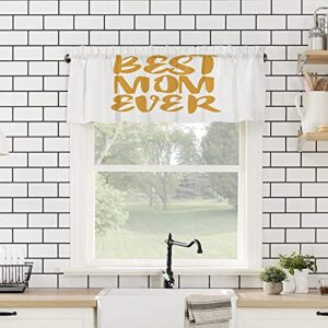 Funnywall88 Curtain Valance for Kitchen,Gold Best Mom Ever White Background Window Treatment Valance Curtains Rod Pocket Valances for Living Room,Dining Room,Bedroom,Kitchen Valance 42"x18"