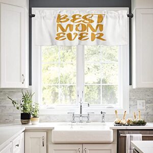 Funnywall88 Curtain Valance for Kitchen,Gold Best Mom Ever White Background Window Treatment Valance Curtains Rod Pocket Valances for Living Room,Dining Room,Bedroom,Kitchen Valance 42"x18"