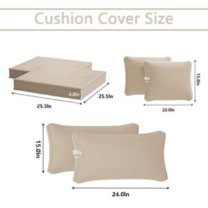 Kimunuk Outdoor Patio Cushion Cover Replacement, Outdoor Cushion Slipcovers for Outdoor Furniture Patio Sofa Couch Outside Zipper Design w/6 Seat Cushion Covers and 8 Backrest Pillow Covers