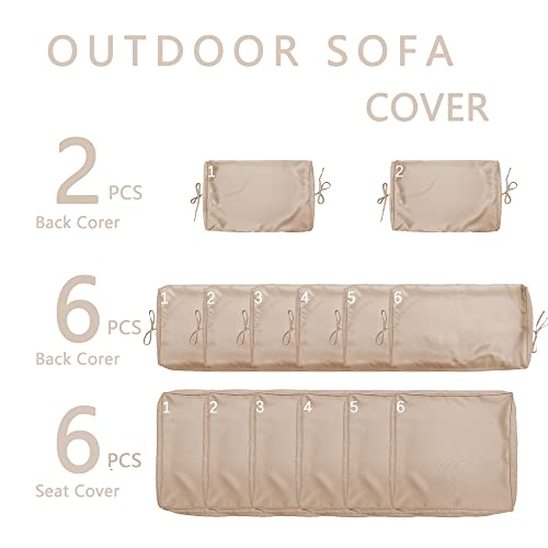 Kimunuk Outdoor Patio Cushion Cover Replacement, Outdoor Cushion Slipcovers for Outdoor Furniture Patio Sofa Couch Outside Zipper Design w/6 Seat Cushion Covers and 8 Backrest Pillow Covers