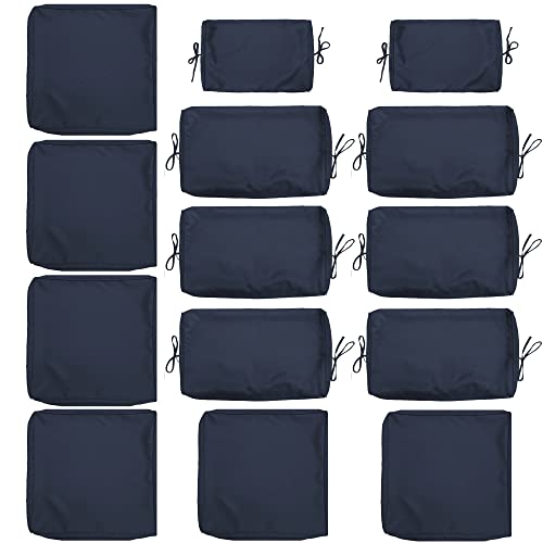 Kimunuk Outdoor Patio Cushion Cover Replacement, Outdoor Cushion Slipcovers for Outdoor Furniture Patio Sofa Couch Outside Zipper Design w/6 Seat Cushion Covers and 8 Backrest Pillow Covers