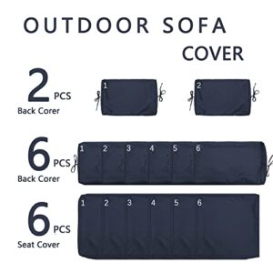 Kimunuk Outdoor Patio Cushion Cover Replacement, Outdoor Cushion Slipcovers for Outdoor Furniture Patio Sofa Couch Outside Zipper Design w/6 Seat Cushion Covers and 8 Backrest Pillow Covers