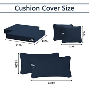 Kimunuk Outdoor Patio Cushion Cover Replacement, Outdoor Cushion Slipcovers for Outdoor Furniture Patio Sofa Couch Outside Zipper Design w/6 Seat Cushion Covers and 8 Backrest Pillow Covers