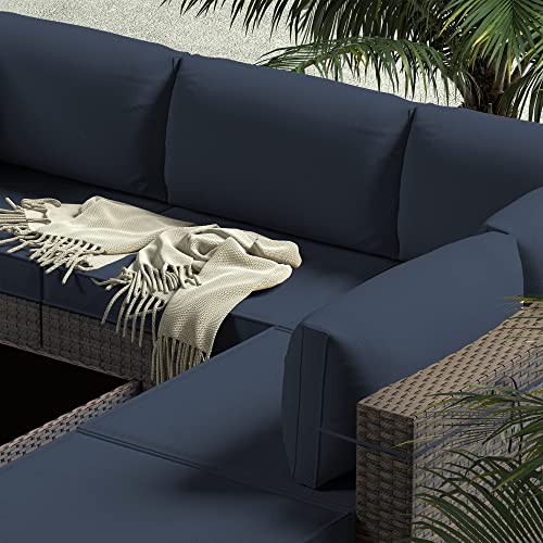 Kimunuk Outdoor Patio Cushion Cover Replacement, Outdoor Cushion Slipcovers for Outdoor Furniture Patio Sofa Couch Outside Zipper Design w/6 Seat Cushion Covers and 8 Backrest Pillow Covers