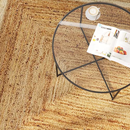 Taylor & Logan Prima Natural Fiber Jute Area Rug 8' x 10' - Braided Indoor Jute Rug - Natural Area Rugs