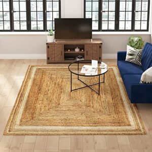 Taylor & Logan Prima Natural Fiber Jute Area Rug 8' x 10' - Braided Indoor Jute Rug - Natural Area Rugs