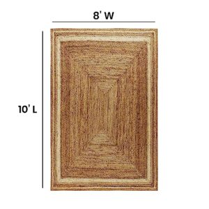 Taylor & Logan Prima Natural Fiber Jute Area Rug 8' x 10' - Braided Indoor Jute Rug - Natural Area Rugs