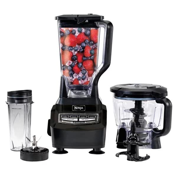 Ninja BL780WM Mega Kitchen System Blender/Food Processor with 1200W Base, 72oz Pitcher, 64oz Processor Bowl, 16oz Cup for Smoothies, Dough & More