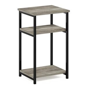 furinno just 3-tier metal frame end table with storage shelves, 1-pack, french oak