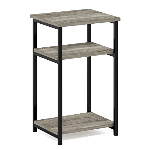 Furinno Just 3-Tier Metal Frame End Table with Storage Shelves, 1-Pack, French Oak