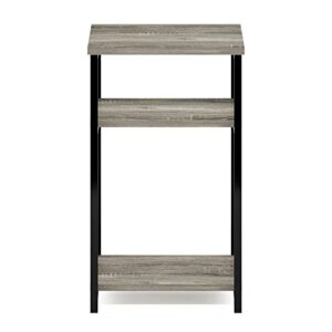 Furinno Just 3-Tier Metal Frame End Table with Storage Shelves, 1-Pack, French Oak