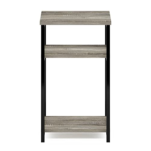 Furinno Just 3-Tier Metal Frame End Table with Storage Shelves, 1-Pack, French Oak