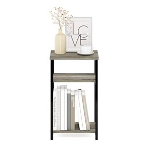 Furinno Just 3-Tier Metal Frame End Table with Storage Shelves, 1-Pack, French Oak