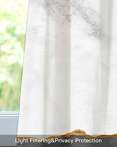 RainbowDay Valance Curtain Elegant Decorative Rod Pocket Valances Wild Marble Pattern Gold Black Grey White Ombre Window Curtain Valance for Kitchen Bathroom Bedroom Basement Cafe,1 Panel 54x18 Inch