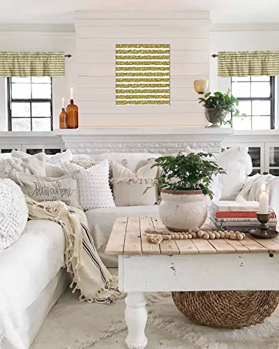 RainbowDay Valance Curtain Elegant Decorative Rod Pocket Valances White Gold Stripes Window Curtain Valance for Kitchen Bathroom Bedroom Basement Cafe,1 Panel 54x18 Inch