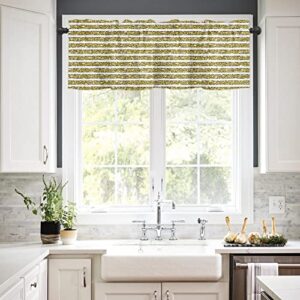 RainbowDay Valance Curtain Elegant Decorative Rod Pocket Valances White Gold Stripes Window Curtain Valance for Kitchen Bathroom Bedroom Basement Cafe,1 Panel 54x18 Inch