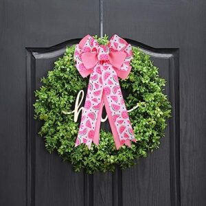 Meseey Large Watermelon Burlap Bow 20 x 10 Inch Red Pink and Green Summer Wreath Bows for Watermelon Themed Party, Birthday, Wedding, Party Decorations Supplies (Pink and Green)