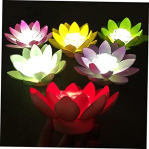 JAVAJU 4pcs Wedding Decor Floating Pond Lights Flower Floating Lights Fleur De Lis Decor Lilly Pads Flower Pool Light Chinese Wedding Decoration Floating Flowers for Pool Buddha Lamp Lily