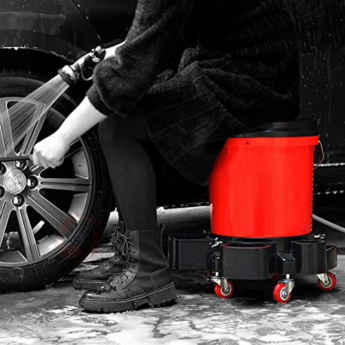 Bucket Dolly 5 Gallon Rolling Bucket Dolly with 5 Rolling Swivel Casters,Heavy Duty Rolling Dolly for Car Wash with Glove ＆ Sand Barrier Net for Car Washing, Detailing, Garage