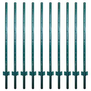 arifaro fence posts 5 feet sturdy duty metal fence post, pack of 10, no dig garden u post for wire fencing steel post for yard, outdoor wire