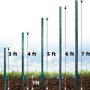 ARIFARO Fence Posts 5 Feet Sturdy Duty Metal Fence Post, Pack of 10, No Dig Garden U Post for Wire Fencing Steel Post for Yard, Outdoor Wire