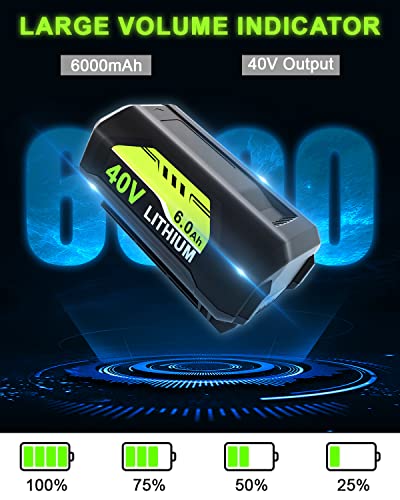 GERIT BATT OP4026 6000mAh Replacement Battery Compatible with Ryobi 40V Lithium Battery OP4026A OP4050A OP40601 OP4040 OP4030 OP4050 OP4015 OP40261 OP40201 OP40301 OP40401 Cordless Power Tools(Green)