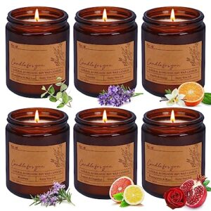 fixwal 6 pack strong scented candles gift set, 42oz candles for home scented aromatherapy soy wax glass jar candles