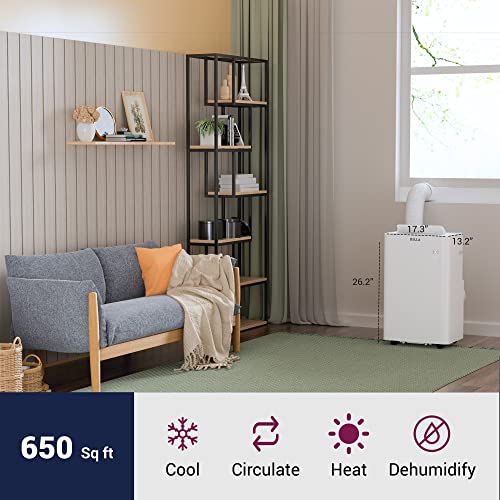 DELLA 14,000 BTU with Heat Pump Smart WiFi Enabled Portable Air Conditioner, Electric Auto Swing Fan Dehumidifier AC Unit with Remote Control Window Kit, Cools Up To 650 Sq. Ft.