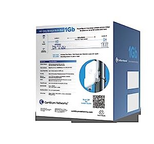 Cambium Networks 60 GHz Bridge in a Box 1 Gb- Extend Internet Connectivity Up to 500 Feet (150 Meters)- 2 Gbps Throughput- LAN Extension- Backhaul Outdoor/Remote Wi-Fi Hotspots-(US cord)- C600510C001A