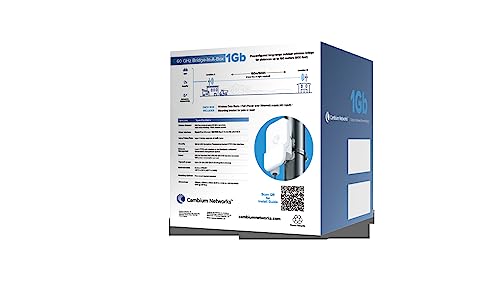 Cambium Networks 60 GHz Bridge in a Box 1 Gb- Extend Internet Connectivity Up to 500 Feet (150 Meters)- 2 Gbps Throughput- LAN Extension- Backhaul Outdoor/Remote Wi-Fi Hotspots-(US cord)- C600510C001A