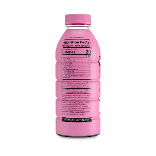 Prime Hydration Drink Sports Beverage "STRAWBERRY WATERMELON," Naturally Flavored, Caffeine Free, 10% Coconut Water, 250mg BCAAs, B Vitamins, Antioxidants, 834mg Electrolytes, Only 20 Calories per 16.9 Fl Oz Bottle (Pack of 12)