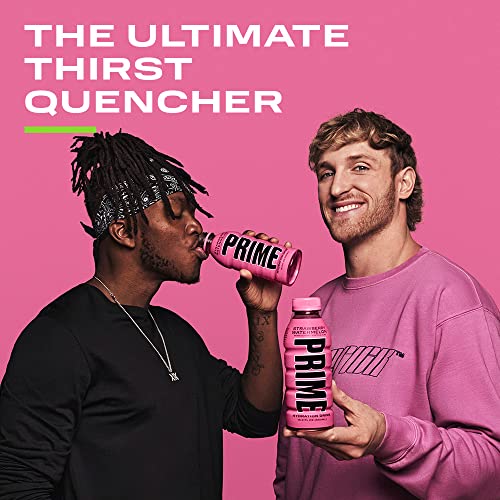 Prime Hydration Drink Sports Beverage "STRAWBERRY WATERMELON," Naturally Flavored, Caffeine Free, 10% Coconut Water, 250mg BCAAs, B Vitamins, Antioxidants, 834mg Electrolytes, Only 20 Calories per 16.9 Fl Oz Bottle (Pack of 12)