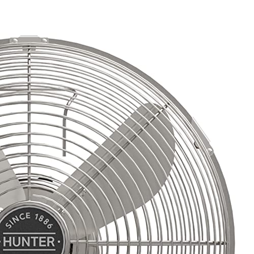 Hunter Classic D12 Portable Desk Fan 12 inch, 3 Speed, Brushed Nickel, 97315