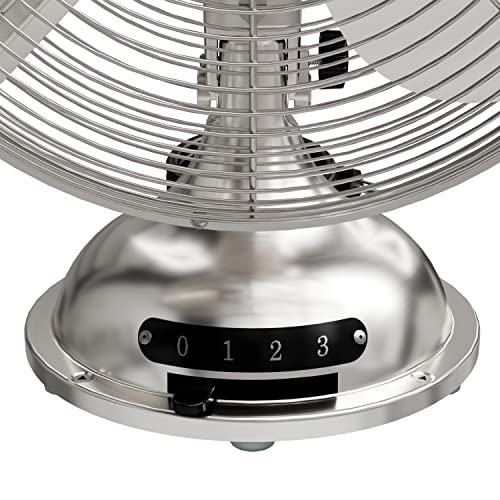 Hunter Classic D12 Portable Desk Fan 12 inch, 3 Speed, Brushed Nickel, 97315