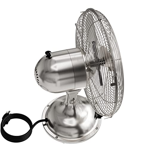 Hunter Classic D12 Portable Desk Fan 12 inch, 3 Speed, Brushed Nickel, 97315