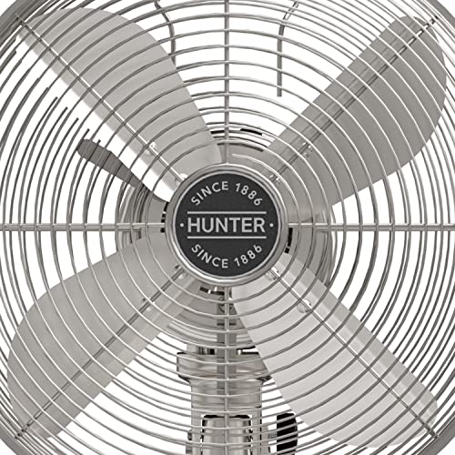 Hunter Classic D12 Portable Desk Fan 12 inch, 3 Speed, Brushed Nickel, 97315